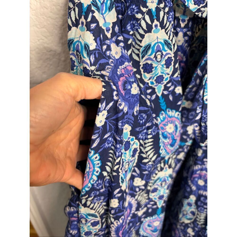 Talbots Floret Medallion Tie Waist Maxi Dress Blue Size18W - Picture 7 of 11